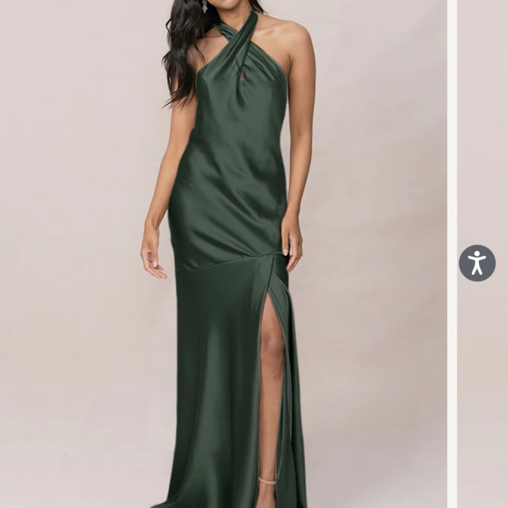 Revelry Deep Olive Halter Dress